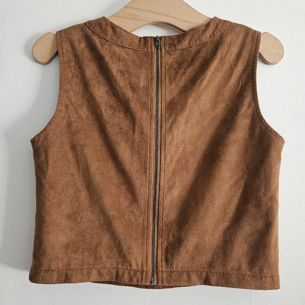Bloome Tan Faux Suede Tank Top Size 5 - Picture 3 of 4